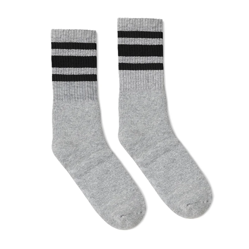 Black Striped Socks | Heather Grey