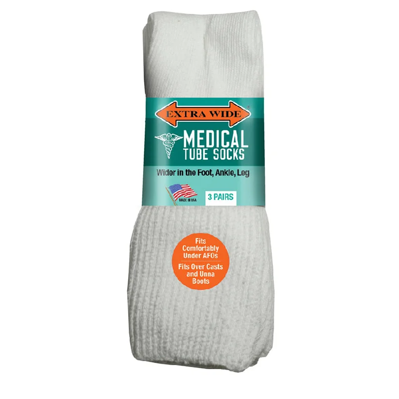 Extra Wide Medical Tube Socks 3-PK