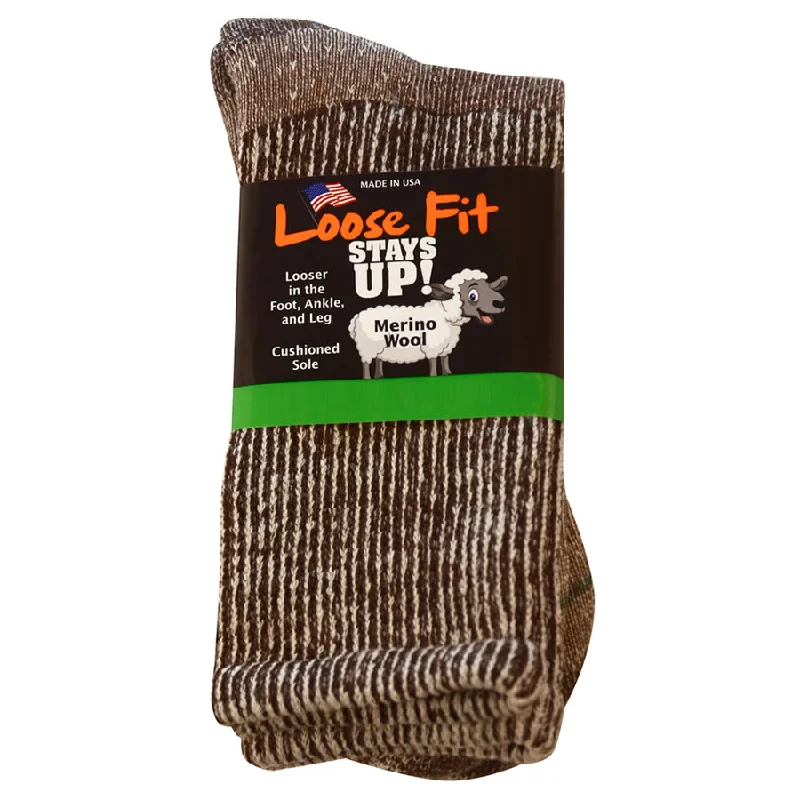 Loose Fit Stays Up Marled Merino Wool Socks