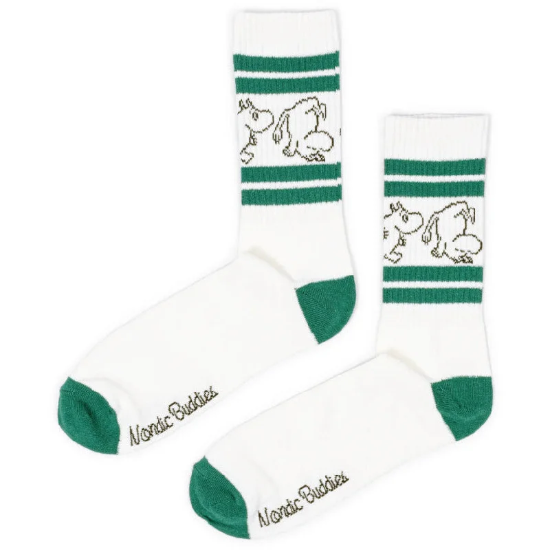 Moomintroll Retro Socks White/Green 40-45 - Nordicbuddies