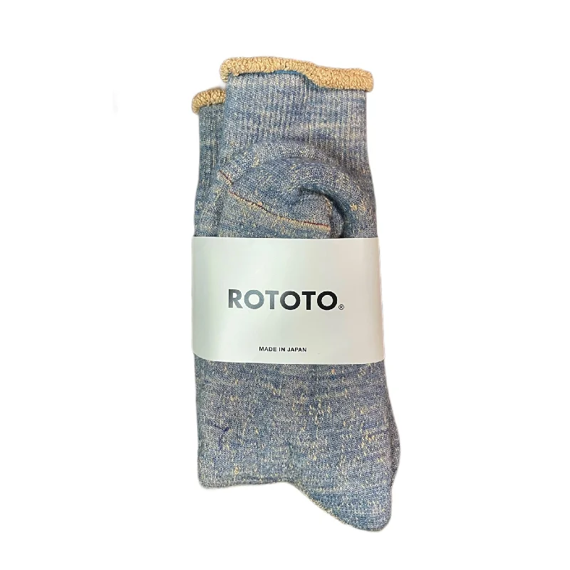 ROTOTO Double Face Socks Blue Brown